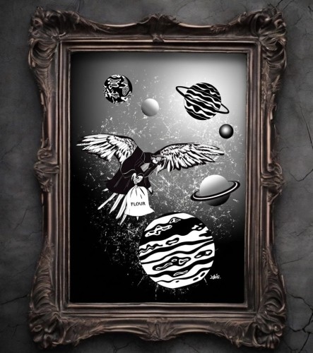 juan esteban parrot ara cosmic republic techno mockap decor design art poster dark academia ideas .jpg